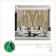 Load image into Gallery viewer, "Arna Collection" - Feature Wall - Light Luxury Abstract Pattern Gold Geometric Art Wall Sticker Removable - 12 Square Meters