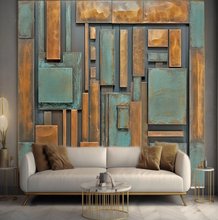 Load image into Gallery viewer, "Arna Collection" - Feature Wall - 3D Retro Green & Gold Wall Sticker Removable - 12 Square Meters (Many Sizes)