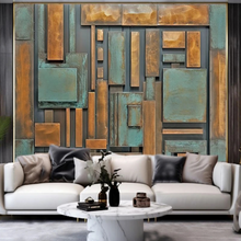 Load image into Gallery viewer, "Arna Collection" - Feature Wall - 3D Retro Green & Gold Wall Sticker Removable - 12 Square Meters (Many Sizes)