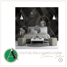 Load image into Gallery viewer, "Arna Collection" - Feature Wall - Retro Geometric Gold Line Marble Wall Sticker Removable - 12 Square Meters (Many Sizes)