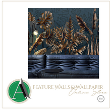 Load image into Gallery viewer, "Arna Collection" - Feature Wall - Vintage Gold & Blue Wall Sticker Removable - 10 Square Meters (Many Sizes)