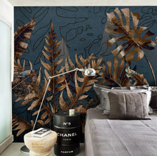 Load image into Gallery viewer, "Arna Collection" - Feature Wall - Vintage Gold & Blue Wall Sticker Removable - 10 Square Meters (Many Sizes)