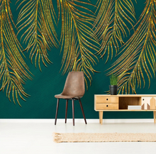 Load image into Gallery viewer, "Arna Collection" - Feature Wall - Vintage Green & Gold Leaf Wall Sticker Removable - 10 Square Meters (Many Sizes)