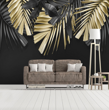 Load image into Gallery viewer, "Arna Collection" - Feature Wall - Vintage Black & Gold Leaf Wall Sticker Removable - 10 Square Meters (Many Sizes)