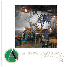 Load image into Gallery viewer, "Arna Collection" - Feature Wall - Restaurant Motorcycle Map Wall Sticker Removable - 10 Square Meters (Many Sizes)
