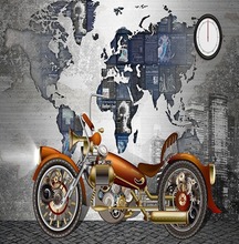 Load image into Gallery viewer, "Arna Collection" - Feature Wall - Restaurant Motorcycle Map Wall Sticker Removable - 10 Square Meters (Many Sizes)