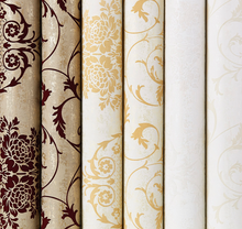 Load image into Gallery viewer, "Arna" Collections - DIY - Bronze Golden Burgundy Vintage Classic Damask Velvet Flocking Wallpaper