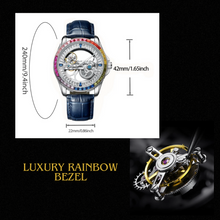 Load image into Gallery viewer, Luxury Rainbow Automatic Watch with Diamond Inlay Silver