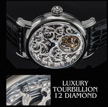 Load image into Gallery viewer, Luxury Tourbillion 12 Diamond Designer Watch