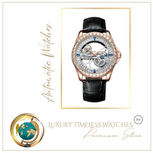 Load image into Gallery viewer, Luxury Diamond Automatic Watch with Diamond Inlay Rose Gold
