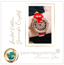 Load image into Gallery viewer, Limited Edition - Swarovski Crystal Diamonds Leather Red Spins 360
