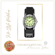 Load image into Gallery viewer, Sports Watch Rotating Bezel Velcro Straps Black