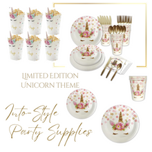 Load image into Gallery viewer, Unicorn Gold Edition Theme Birthday Party - 10 People Setting + Free Gifts