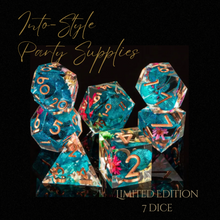 Load image into Gallery viewer, Limited Edition 7 Unique Dice Floral Resin (Perfect for Games of Party Favours)