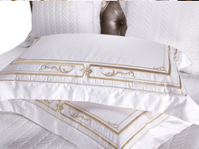 Load image into Gallery viewer, "Arna Lisa" Royal Collection - Egypt Cotton Luxury Royal Golden Embroidery Bedding Set - King Size - 9 Piece