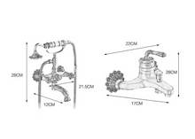 Load image into Gallery viewer, "Arna" Collection - Bathtub Faucet Wall Mounted Antique Bronze Craved Bathtub Mixer Tap with Hand Shower