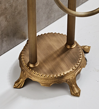 Load image into Gallery viewer, "Arna" Collection - Bathtub Faucet Antique Brass Carved Bath Shower Faucet Hot & Cold Mixer Tap With Handheld Shower Floor Standing Style