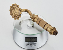 Load image into Gallery viewer, "Arna" Collection - Bathtub Faucet Antique Brass Carved Bath Shower Faucet Hot & Cold Mixer Tap With Handheld Shower Floor Standing Style