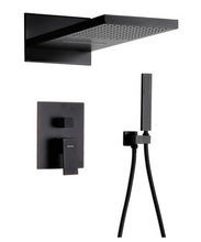 Load image into Gallery viewer, "Arna" Collection - Bath Shower Faucet Set Auto - Thermostat Control Brass Brushed Gold/Black In-Wall Shower Mixer Tap Hot & Cold Hand held Shower