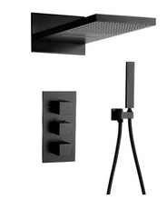 Load image into Gallery viewer, "Arna" Collection - Bath Shower Faucet Set Auto - Thermostat Control Brass Brushed Gold/Black In-Wall Shower Mixer Tap Hot & Cold Hand held Shower