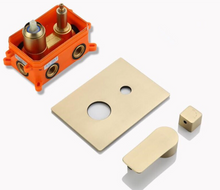 Load image into Gallery viewer, "Arna" Collection - Bath Shower Faucet Set Auto - Thermostat Control Brass Brushed Gold/Black In-Wall Shower Mixer Tap Hot & Cold Hand held Shower