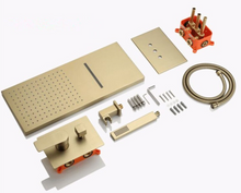 Load image into Gallery viewer, "Arna" Collection - Bath Shower Faucet Set Auto - Thermostat Control Brass Brushed Gold/Black In-Wall Shower Mixer Tap Hot & Cold Hand held Shower