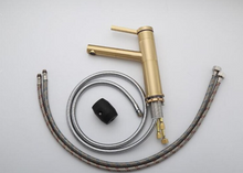 Load image into Gallery viewer, "Arna" Collection - Pull Out Basin Faucets Brass Sink Mixer Tap Hot & Cold Single Handle Brushed Gold Bathroom/Lavatory Water Crane Vessel Copper