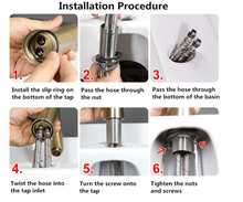 Load image into Gallery viewer, "Arna" Collection - Pull Out Basin Faucets Brass Sink Mixer Tap Hot & Cold Single Handle Brushed Gold Bathroom/Lavatory Water Crane Vessel Copper