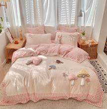 Load image into Gallery viewer, "Arna's" Collection - Luxury Flannel Velvet #D Mushrooms Bedding Set 6 piece Twin/Single
