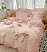 Load image into Gallery viewer, "Arna's" Collection - Luxury Flannel Velvet #D Mushrooms Bedding Set 6 piece Twin/Single