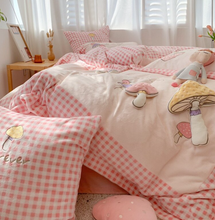 Load image into Gallery viewer, "Arna's" Collection - Luxury Flannel Velvet #D Mushrooms Bedding Set 6 piece Twin/Single