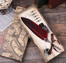 Load image into Gallery viewer, English Calligraphy Feather Pen Dipped in Water Metal - Fountain Pen