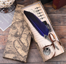 Load image into Gallery viewer, English Calligraphy Feather Pen Dipped in Water Metal - Fountain Pen