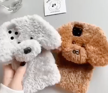 Load image into Gallery viewer, Dog Phone Case - iPhone -3D Teddy Dog Ears Plush Hair Case For iPhone 12 Pro Max SE 2020 11 Pro XR X 10 6 6s 7 8 Plus XR XS Max