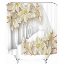 Load image into Gallery viewer, Customized Beautiful 3D White Flower Butterfly Pattern Shower/Bath Curtain
