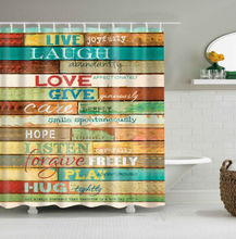 Load image into Gallery viewer, Vintage Style Wood Door Platform 3/4 Wall Bookshelf Shower/Bath Curtains Bathroom Curtain Frabic Waterproof Polyester with Hooks