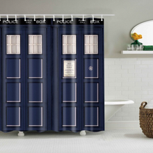 Load image into Gallery viewer, Vintage Style Wood Door Platform 3/4 Wall Bookshelf Shower/Bath Curtains Bathroom Curtain Frabic Waterproof Polyester with Hooks