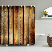 Load image into Gallery viewer, Vintage Style Wood Door Platform 3/4 Wall Bookshelf Shower/Bath Curtains Bathroom Curtain Frabic Waterproof Polyester with Hooks