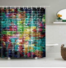 Load image into Gallery viewer, Vintage Style Wood Door Platform 3/4 Wall Bookshelf Shower/Bath Curtains Bathroom Curtain Frabic Waterproof Polyester with Hooks