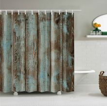 Load image into Gallery viewer, Vintage Style Wood Door Platform 3/4 Wall Bookshelf Shower/Bath Curtains Bathroom Curtain Frabic Waterproof Polyester with Hooks