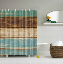 Load image into Gallery viewer, Vintage Style Wood Door Platform 3/4 Wall Bookshelf Shower/Bath Curtains Bathroom Curtain Frabic Waterproof Polyester with Hooks