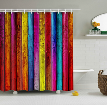 Load image into Gallery viewer, Vintage Style Wood Door Platform 3/4 Wall Bookshelf Shower/Bath Curtains Bathroom Curtain Frabic Waterproof Polyester with Hooks