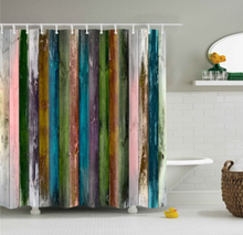 Load image into Gallery viewer, Vintage Style Wood Door Platform 3/4 Wall Bookshelf Shower/Bath Curtains Bathroom Curtain Frabic Waterproof Polyester with Hooks