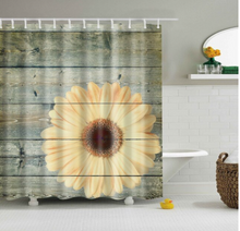 Load image into Gallery viewer, Vintage Style Wood Door Platform 3/4 Wall Bookshelf Shower/Bath Curtains Bathroom Curtain Frabic Waterproof Polyester with Hooks