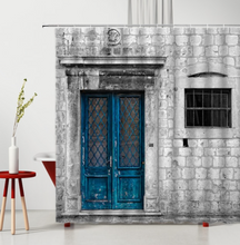 Load image into Gallery viewer, Shower/Bath Curtain Retro Rustic Bronze Gate Wood Grain Window Brick Stone Pattern 3D Printing Rural Old Door Waterproof Bathroom Curtains