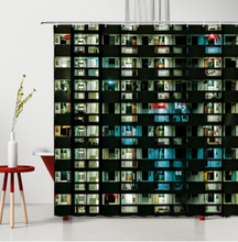 Load image into Gallery viewer, Retro Old-Fashioned Wooden Door Creative Bookshelf Shower/Bath Curtain Polyester Bath Decor Supplies With Hook Bathroom Curtains Set