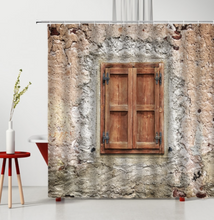 Load image into Gallery viewer, Retro Old-Fashioned Wooden Door Creative Bookshelf Shower/Bath Curtain Polyester Bath Decor Supplies With Hook Bathroom Curtains Set