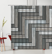 Load image into Gallery viewer, Retro Old-Fashioned Wooden Door Creative Bookshelf Shower/Bath Curtain Polyester Bath Decor Supplies With Hook Bathroom Curtains Set