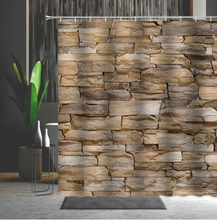 Load image into Gallery viewer, Stone Brick Shower/Bath Curtain Old-Fashioned Brick Wall Feet Pattern Cobblestone Decoration Bathtub Decoration Multiple Size