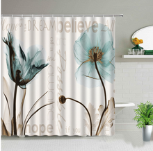 Load image into Gallery viewer, Shower/Bath Curtains Flowers White Background Print Floral Plant Creative Art Waterproof Fabric Bathroom Decor Screens set With Hooks